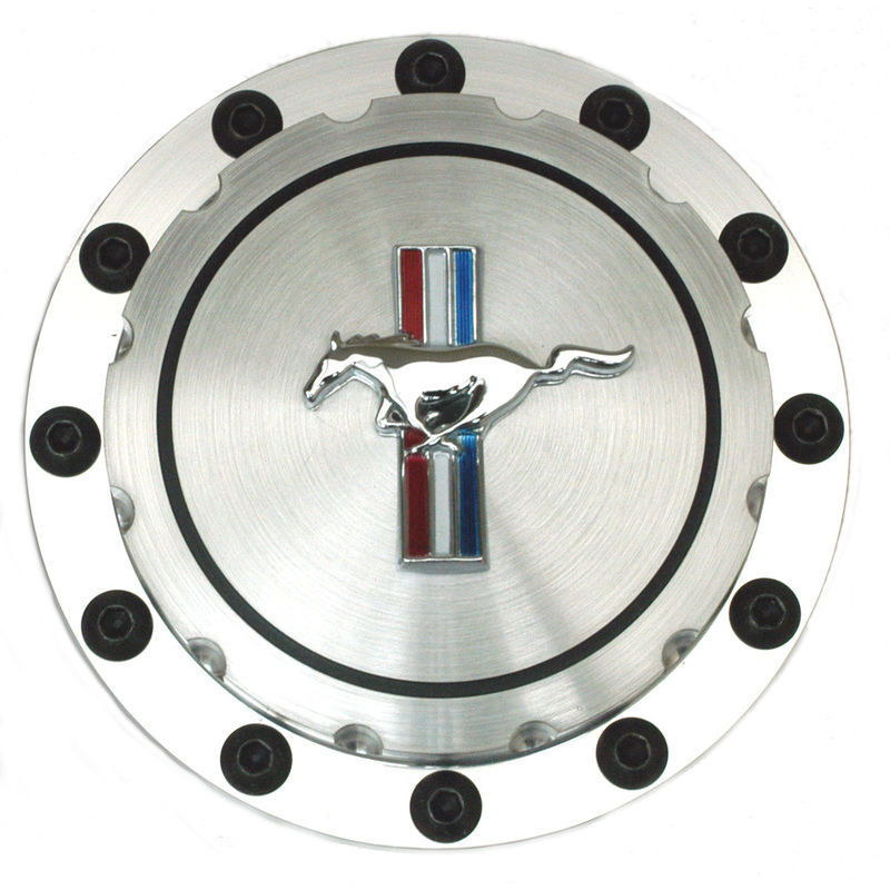 19641973 Mustang Custom Billet Aluminum Gas Cap, Pony Emblem